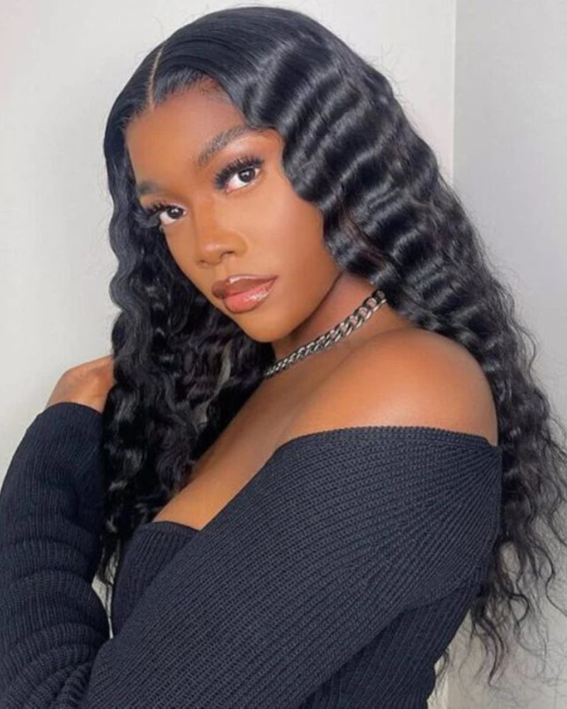 Selena 13x4 HD Transparent Wig Loose Deep Natural Black 100% Human Hair Wig