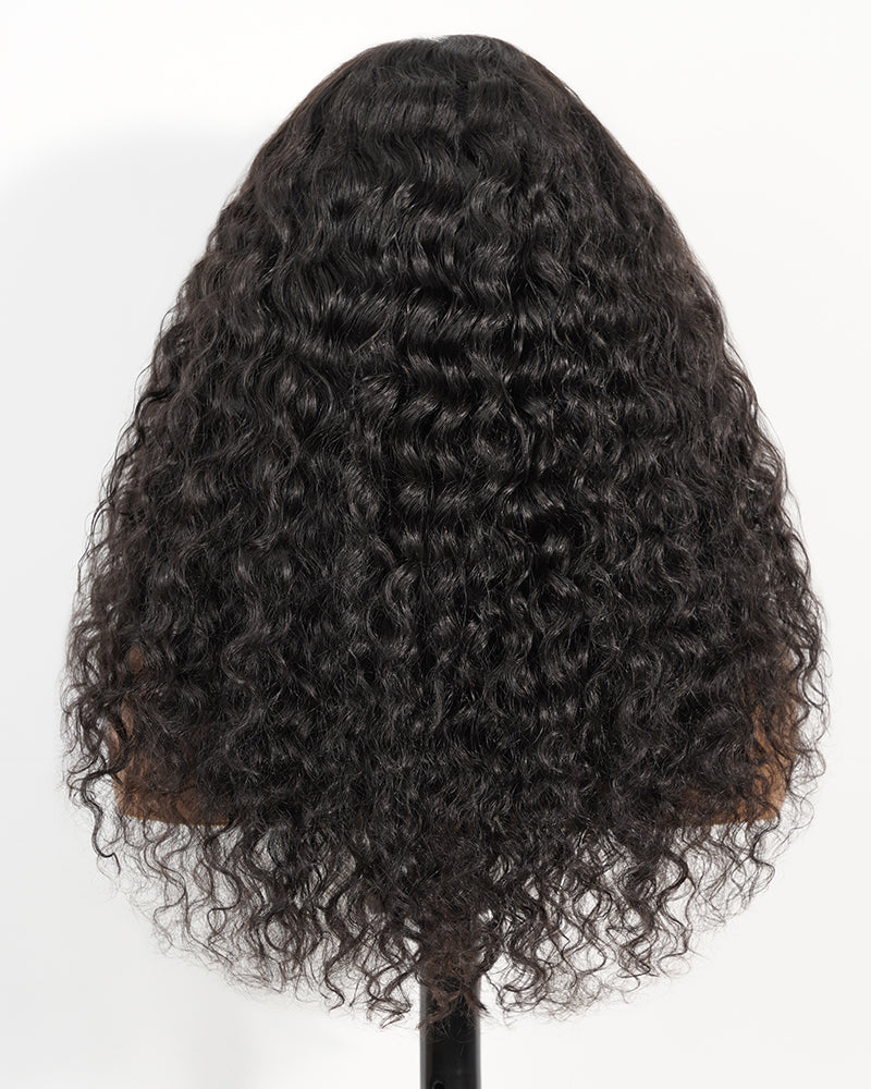Selena 13x4 Lace Frontal Wig Water Wave With Drawstring Natural Black 100% Human Hair Wig
