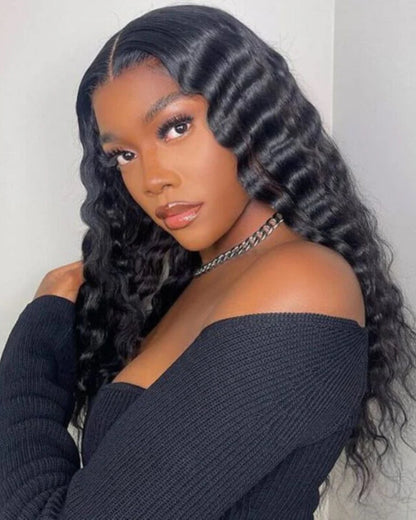 Selena 13x4 HD Transparent Wig Loose Deep Natural Black 100% Human Hair Wig