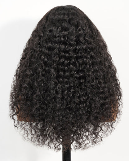 Selena 13x4 Lace Frontal Wig Water Wave With Drawstring Natural Black 100% Human Hair Wig