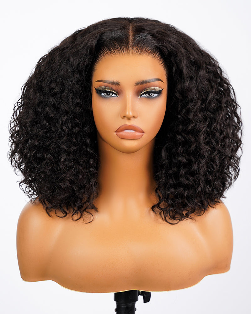 Selena 13x4 Lace Frontal Wig Water Wave With Drawstring Natural Black 100% Human Hair Wig