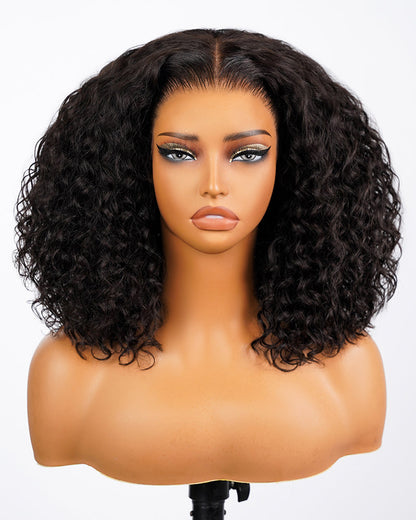 Selena 13x4 Lace Frontal Wig Water Wave With Drawstring Natural Black 100% Human Hair Wig