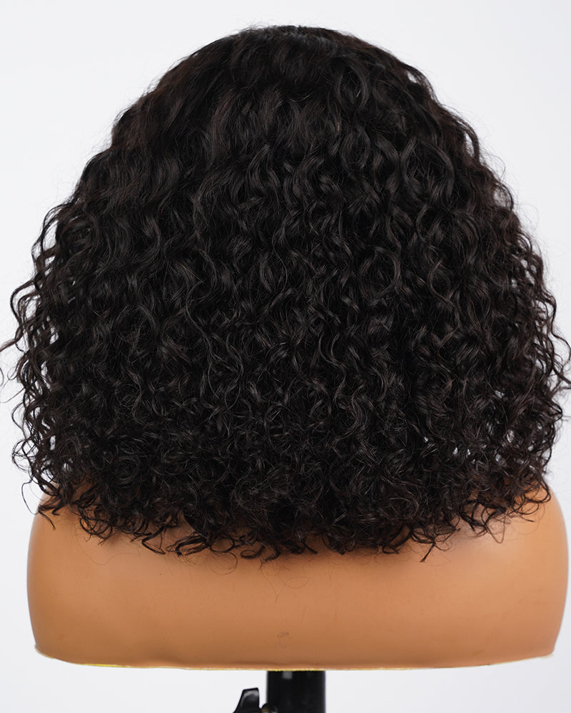 Selena 13x4 Lace Frontal Wig Water Wave With Drawstring Natural Black 100% Human Hair Wig