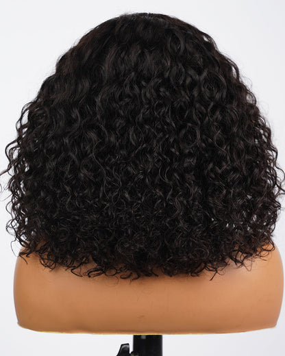 Selena 13x4 Lace Frontal Wig Water Wave With Drawstring Natural Black 100% Human Hair Wig