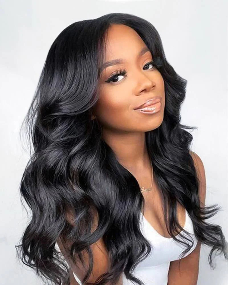 Selena 13x4 HD Transparent Lace Frontal Wig Body Wave Natural Black 100% Human Hair Wig