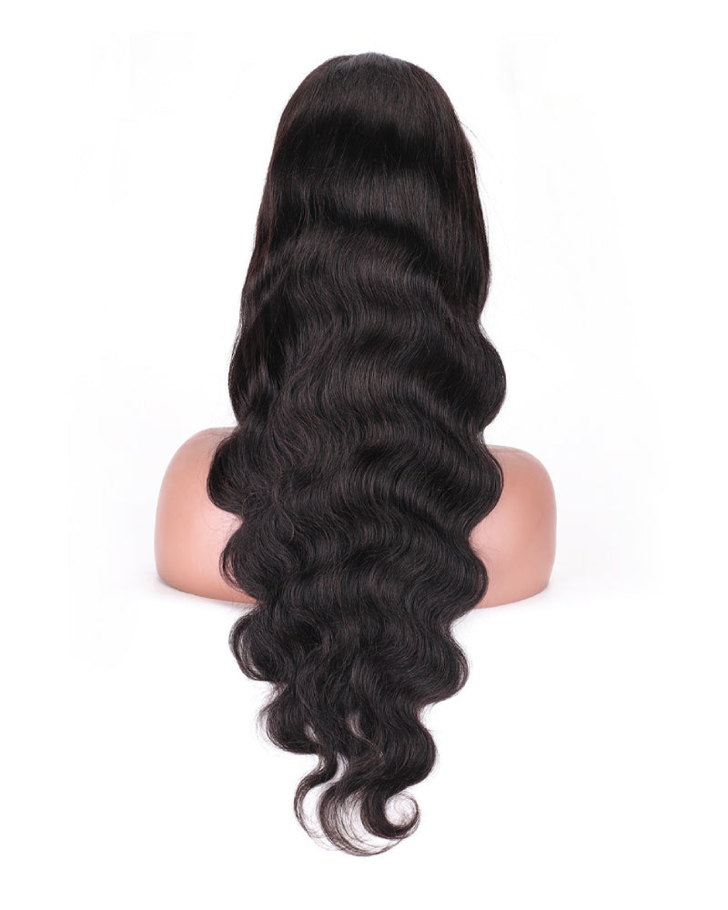 Selena 13x4 HD Transparent Lace Frontal Wig Body Wave Natural Black 100% Human Hair Wig