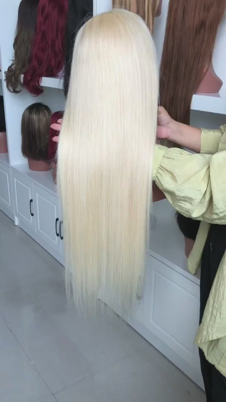 Selena 13x4 HD Transparent Lace Frontal Wig Straight Blonde 613 100% Human Hair Wig