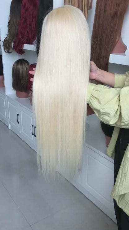 Selena 13x4 HD Transparent Lace Frontal Wig Straight Blonde 613 100% Human Hair Wig