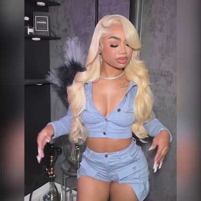 Selena 13x4 HD Transparent Lace Frontal Wig 613 Blonde Body Wave 100% Human Hair Wig