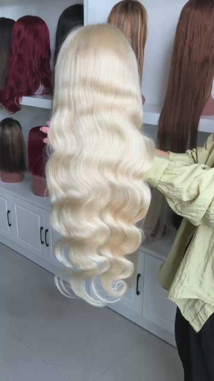 Selena 13x4 HD Transparent Lace Frontal Wig 613 Blonde Body Wave 100% Human Hair Wig