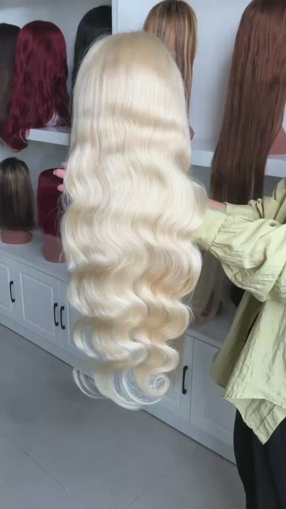 Selena 13x4 HD Transparent Lace Frontal Wig 613 Blonde Body Wave 100% Human Hair Wig