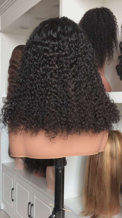 Selena 13x4 HD Transparent Lace Frontal Wig Kinky Curly Natural Black 100% Human Hair Wig