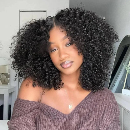 Selena 13x4 HD Transparent Lace Frontal Wig Kinky Curly Natural Black 100% Human Hair Wig