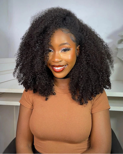 Selena 13x4 HD Transparent Lace Frontal Wig Kinky Curly Natural Black 100% Human Hair Wig