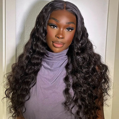 Selena 13x4 HD Transparent Lace Frontal Wig Loose Deep Wave Natural Black 100% Human Hair Wig