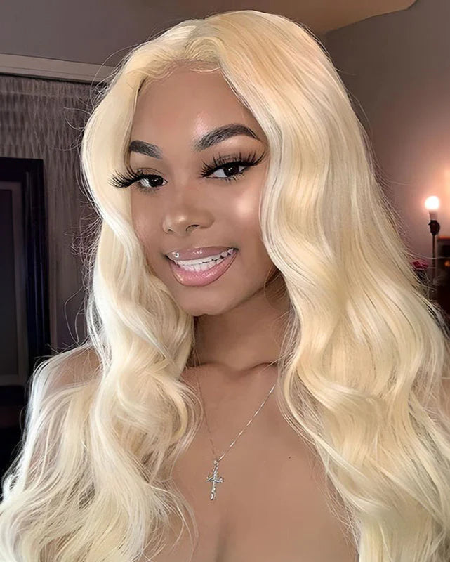 Selena 13x4 HD Transparent Lace Frontal Wig 613 Blonde Body Wave 100% Human Hair Wig