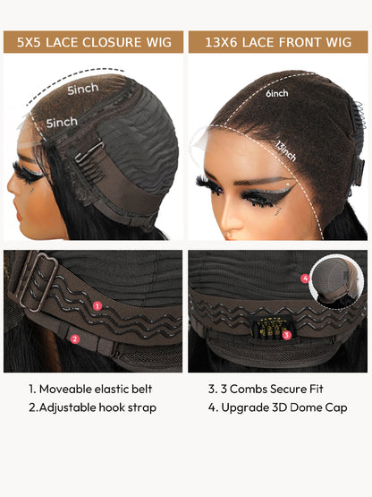 Selena 13x4 HD Transparent Lace Frontal Wig Body Wave Natural Black 100% Human Hair Wig