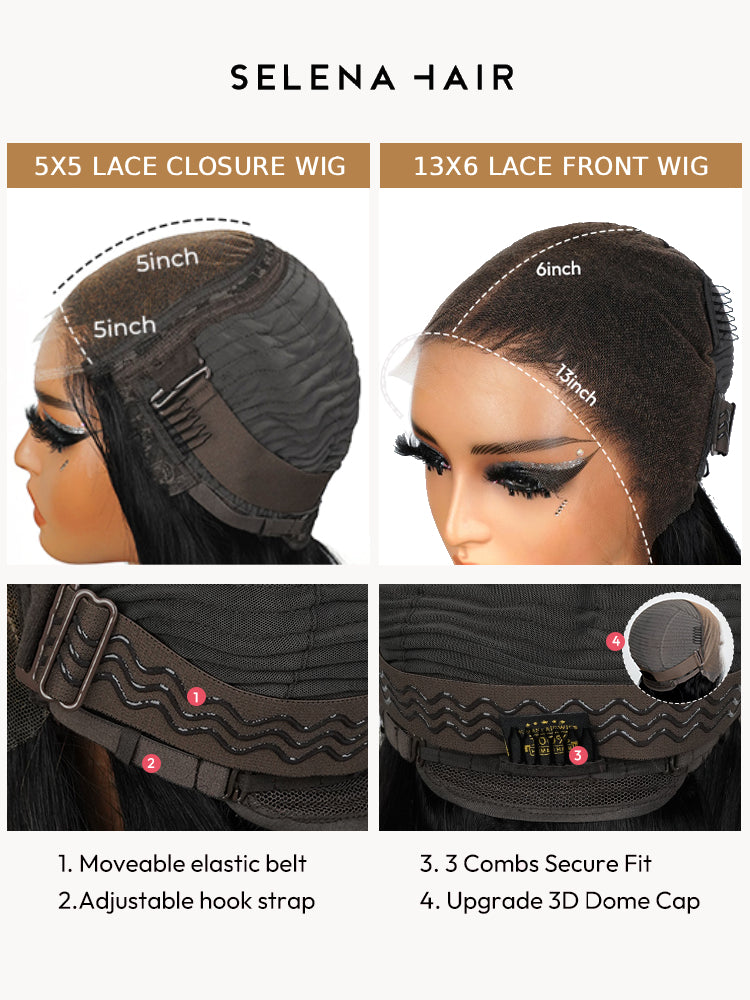 Selena 13x4 HD Transparent Frontal Lace Auburn Highlights on Black Hair Body Wave Wig Invisible Knots Realistic Hairline