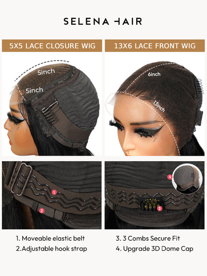 Selena 13x4 HD Transparent Frontal Lace Auburn Highlights on Black Hair Body Wave Wig Invisible Knots Realistic Hairline