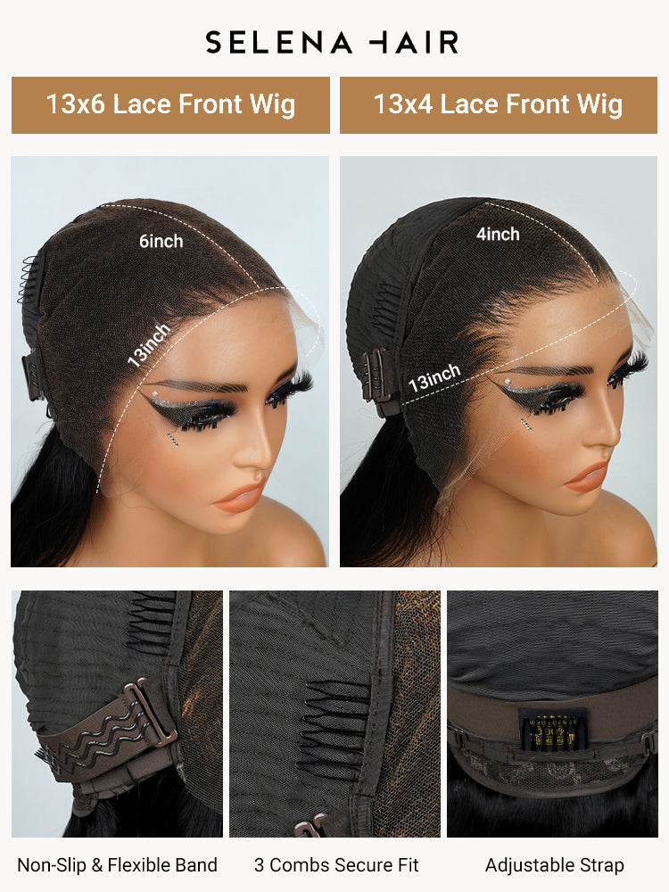 Selena 13x4 HD Transparent Frontal Lace Auburn Highlights on Black Hair Body Wave Wig Invisible Knots Realistic Hairline