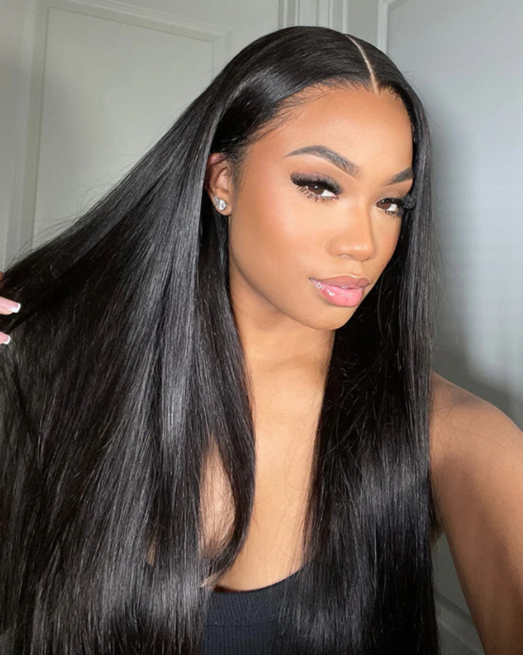Selena 13x4 Glueless Wig Straight With Drawstring Natural Black 100% Human Hair Wig